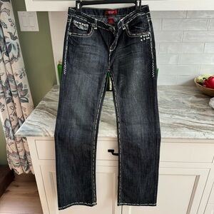 Riflessi Sz 7/8 jeans, like new!! unique stitching,studs, etc